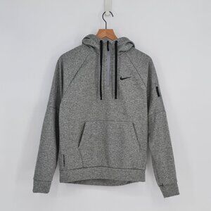 Nike Therma Fit Half Zip Hoodie Heather Grey Men's S Swoosh Fleece Pullover Hood